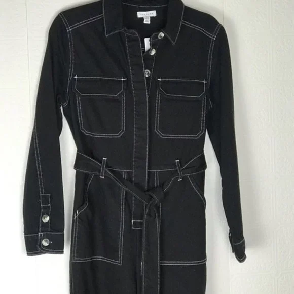Topshop Black Denim Boiler Suit - Picture 4 of 4